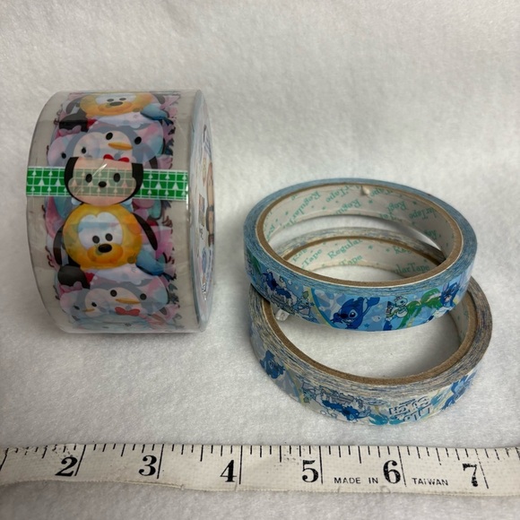 Set of 3 STITCH Plastic Tape Rolls Tsum Tsum Wide Clear Tape Disney Japan - Picture 7 of 8